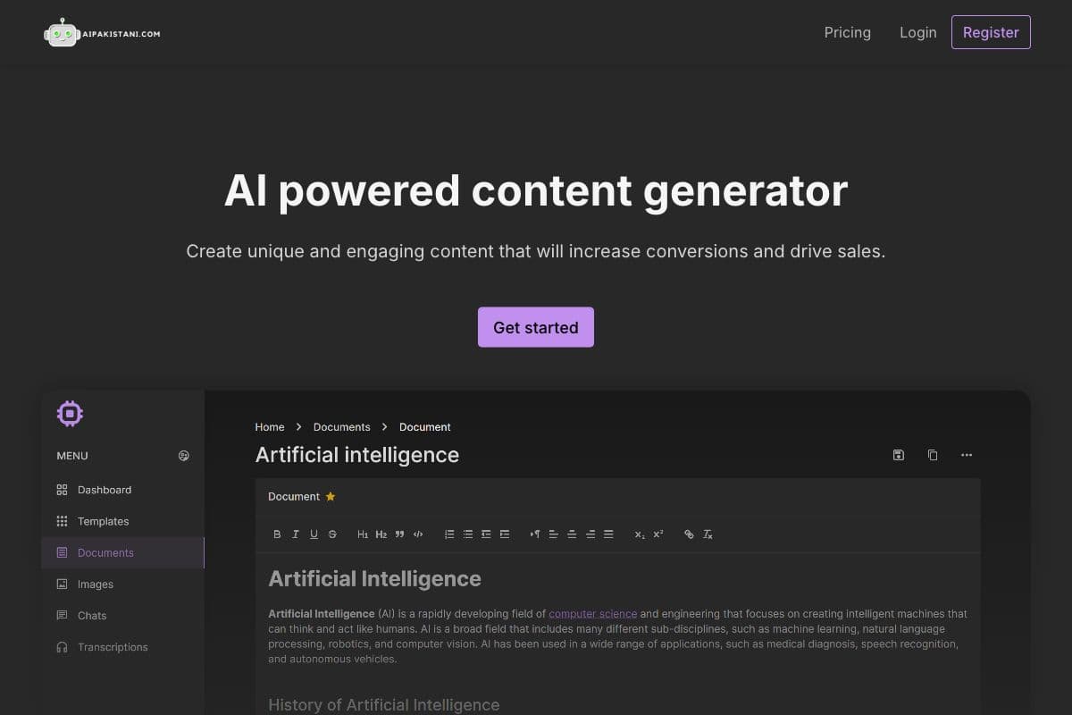 AI powered content generator