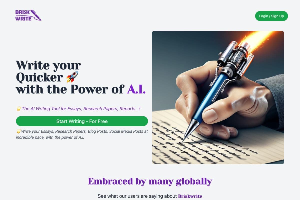 Briskwrite: AI Writing Tool for Essays and More