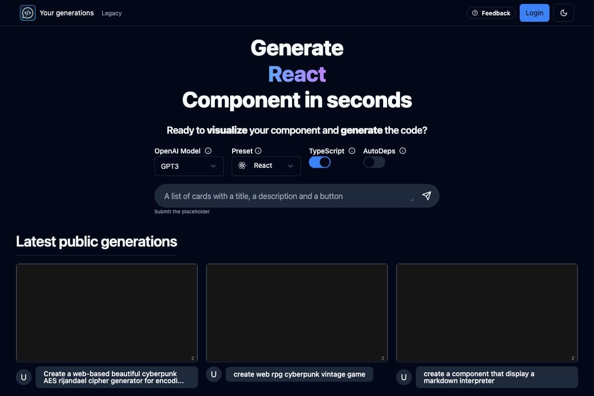 React Component Generator