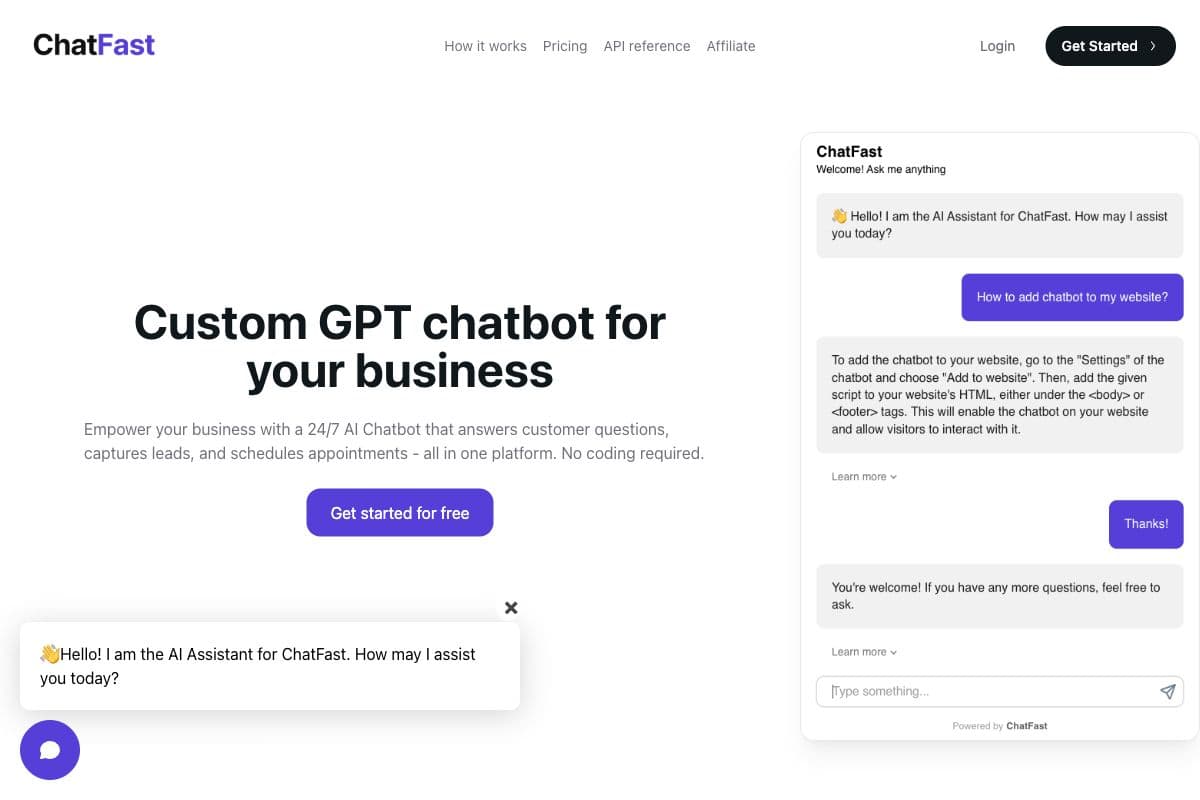 ChatFast - Custom GPT Chatbot for Your Business