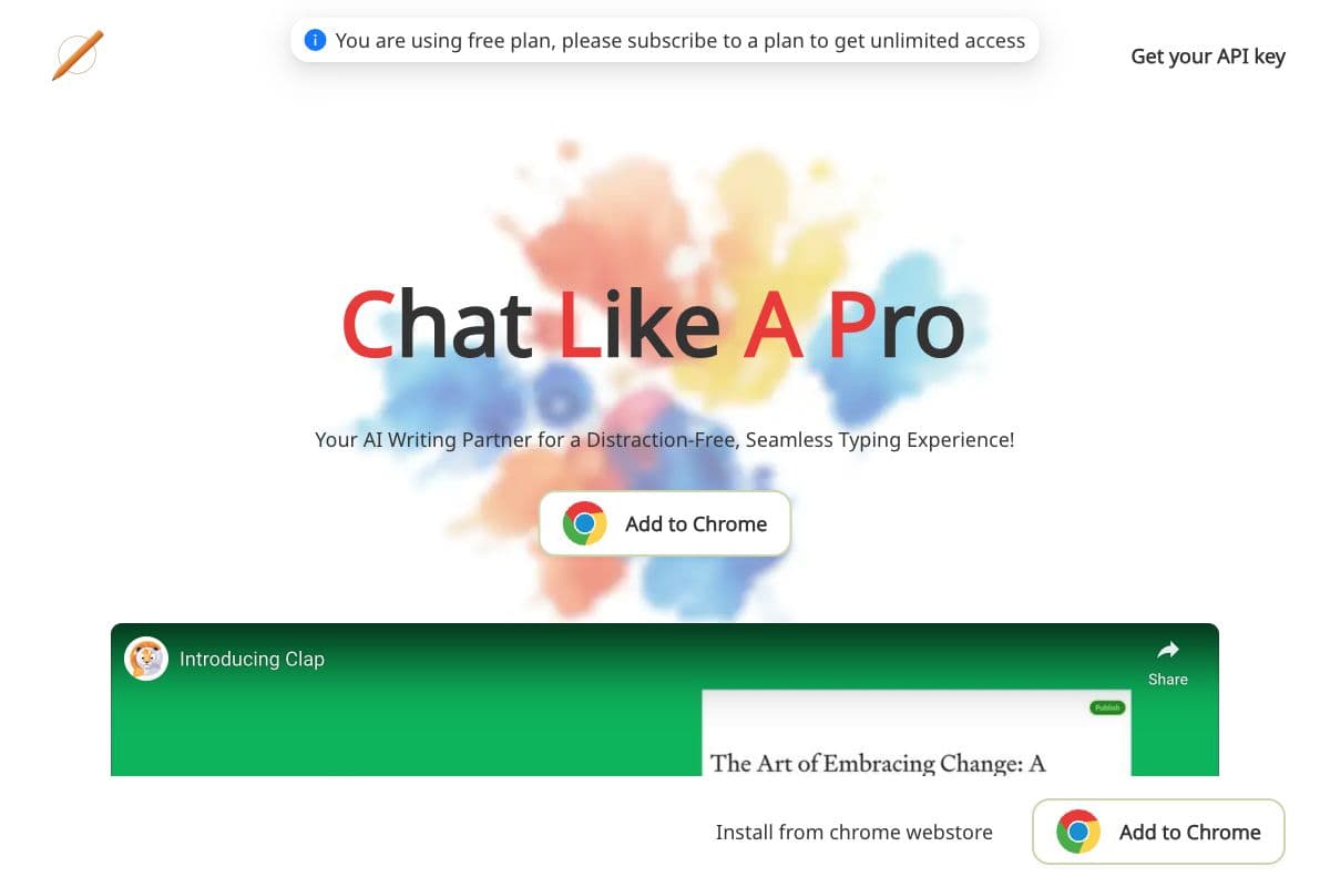 Clap: Your AI Writing Partner for a Distraction-Free Typing Experience