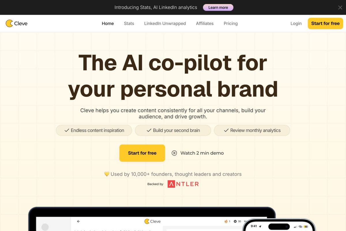 Cleve - AI LinkedIn Analytics and Content Creation Tool