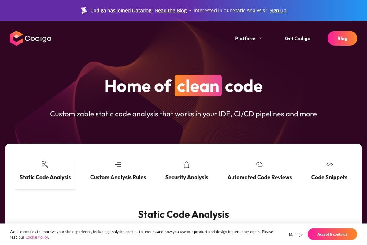 Codiga - Customizable Static Code Analysis