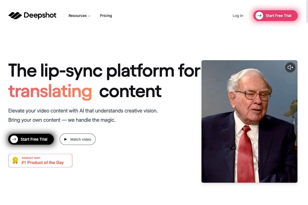 Deepshot - AI Lip-Sync Platform for Content Translation and Creation