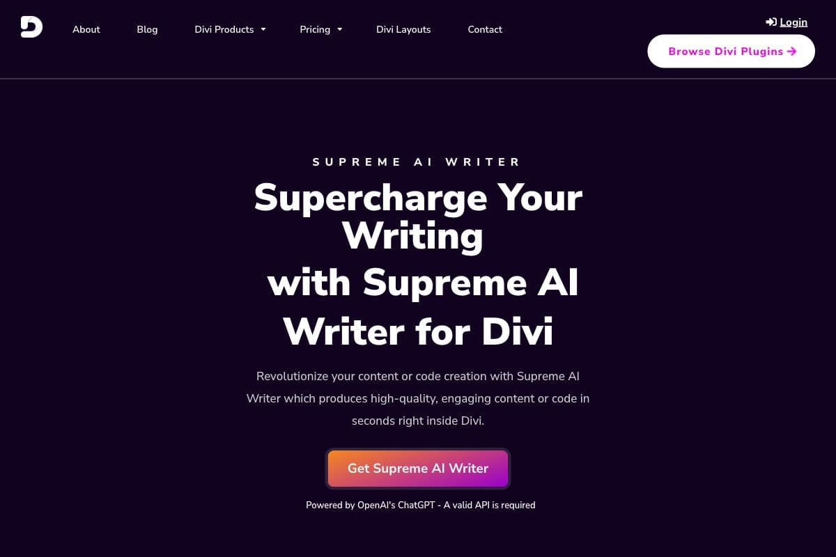 Supreme AI Writer for Divi