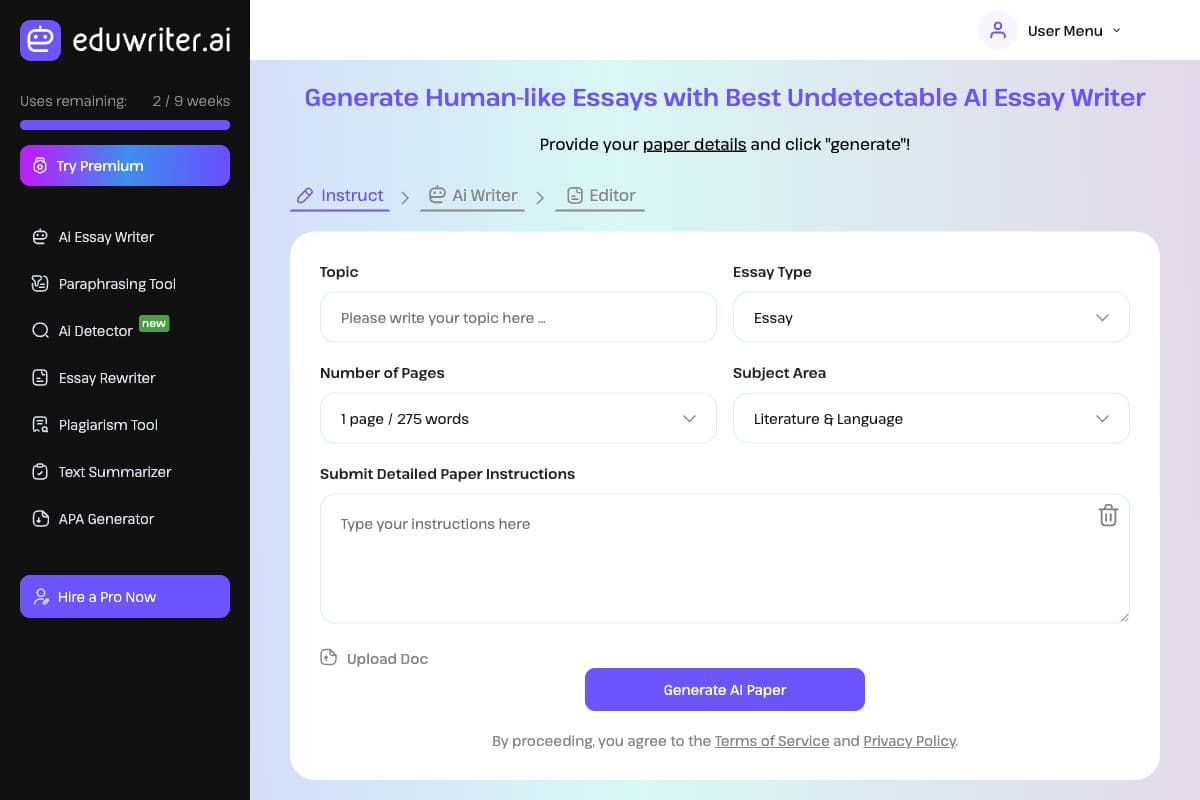 EduWriter.ai - AI-Powered Essay Writing Tool