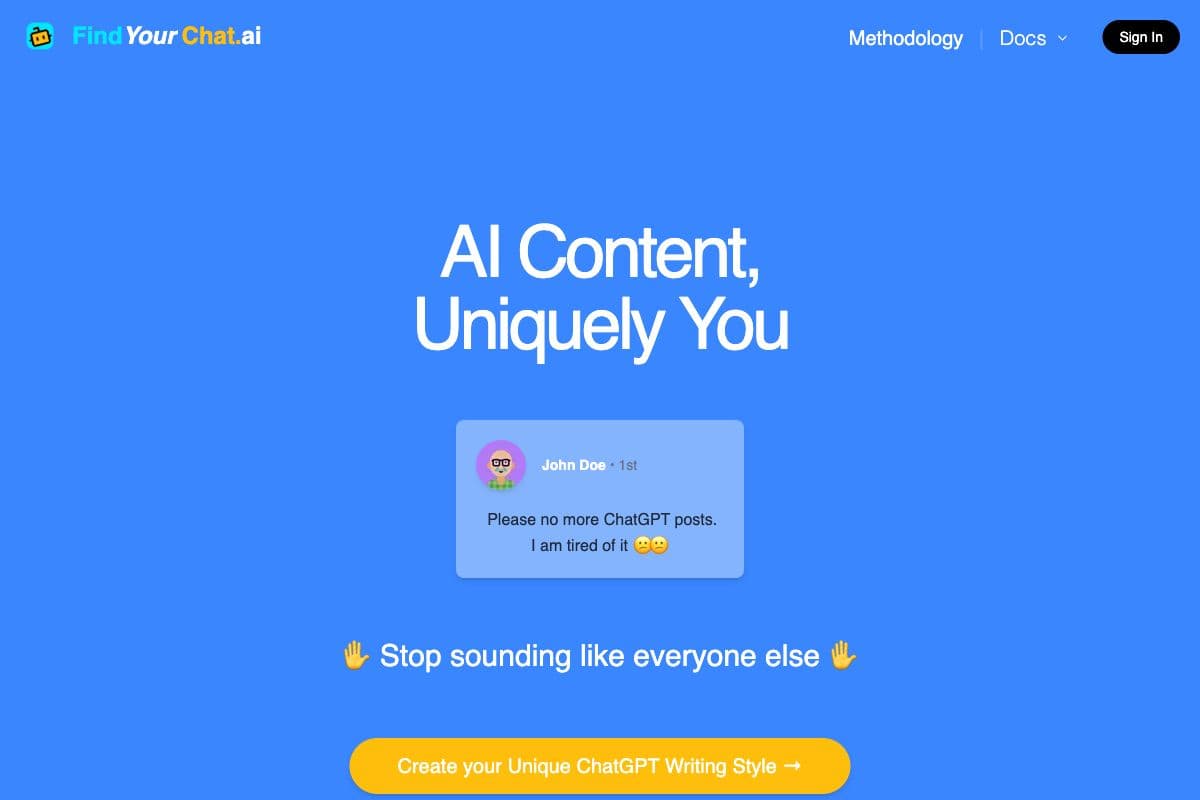 Find Your Chat.ai - Personalize AI Writing Style