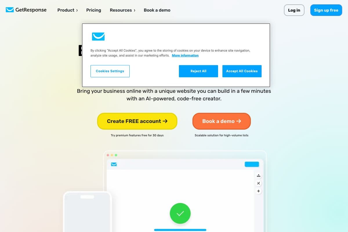 GetResponse AI-Driven Website Builder