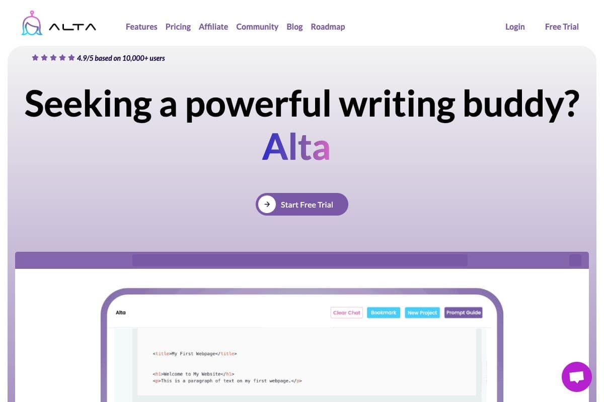 Alta - Your AI-Powered Writing Buddy