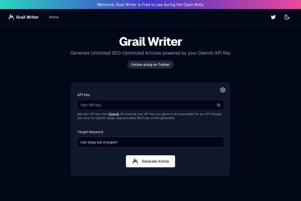 Grail Writer: SEO-Optimized Article Generator