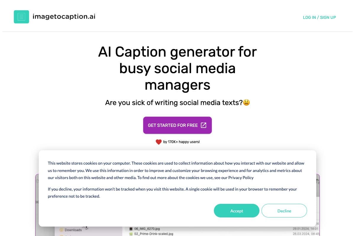 Imagetocaption.ai - AI Caption Generator for Social Media Managers