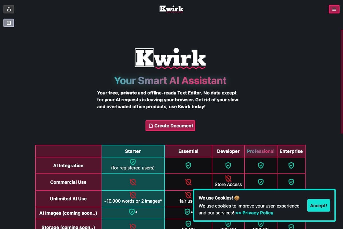 Kwirk - Your Smart AI Text Editor