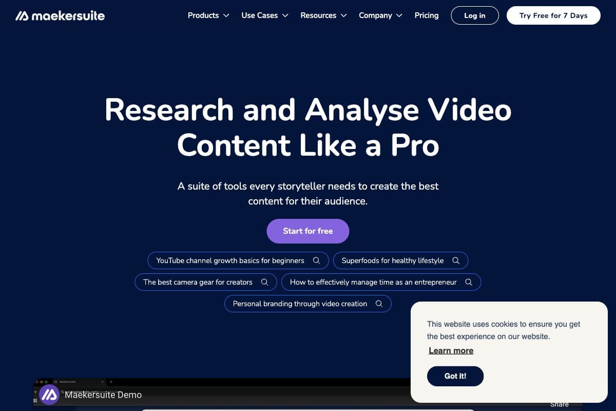 Maekersuite: AI-Powered Video Content Tools