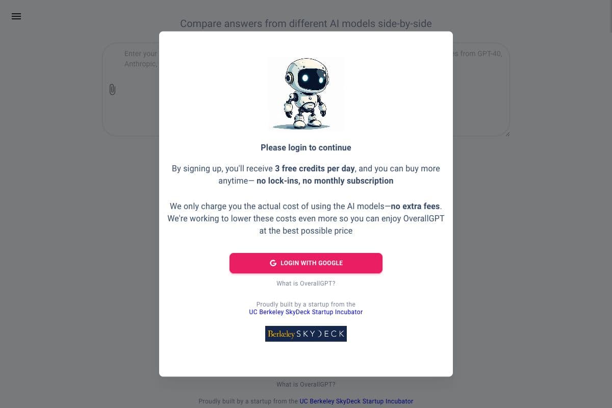 OverallGPT - AI Model Comparison Tool