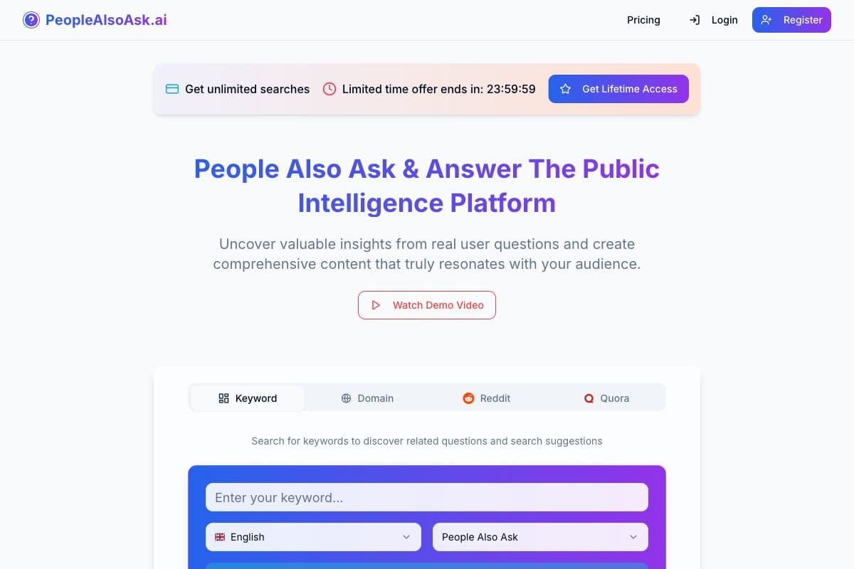 PeopleAlsoAsk.ai - Search Intelligence Platform