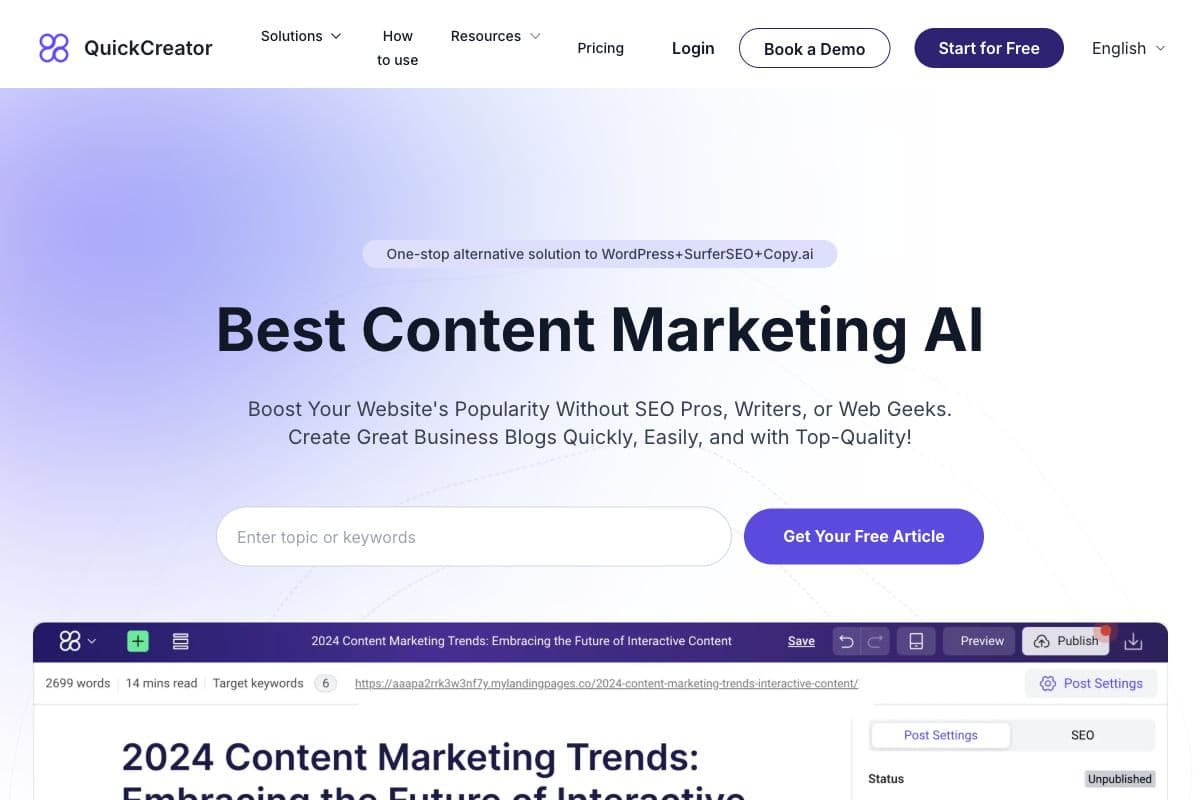 QuickCreator: Best Content Marketing AI