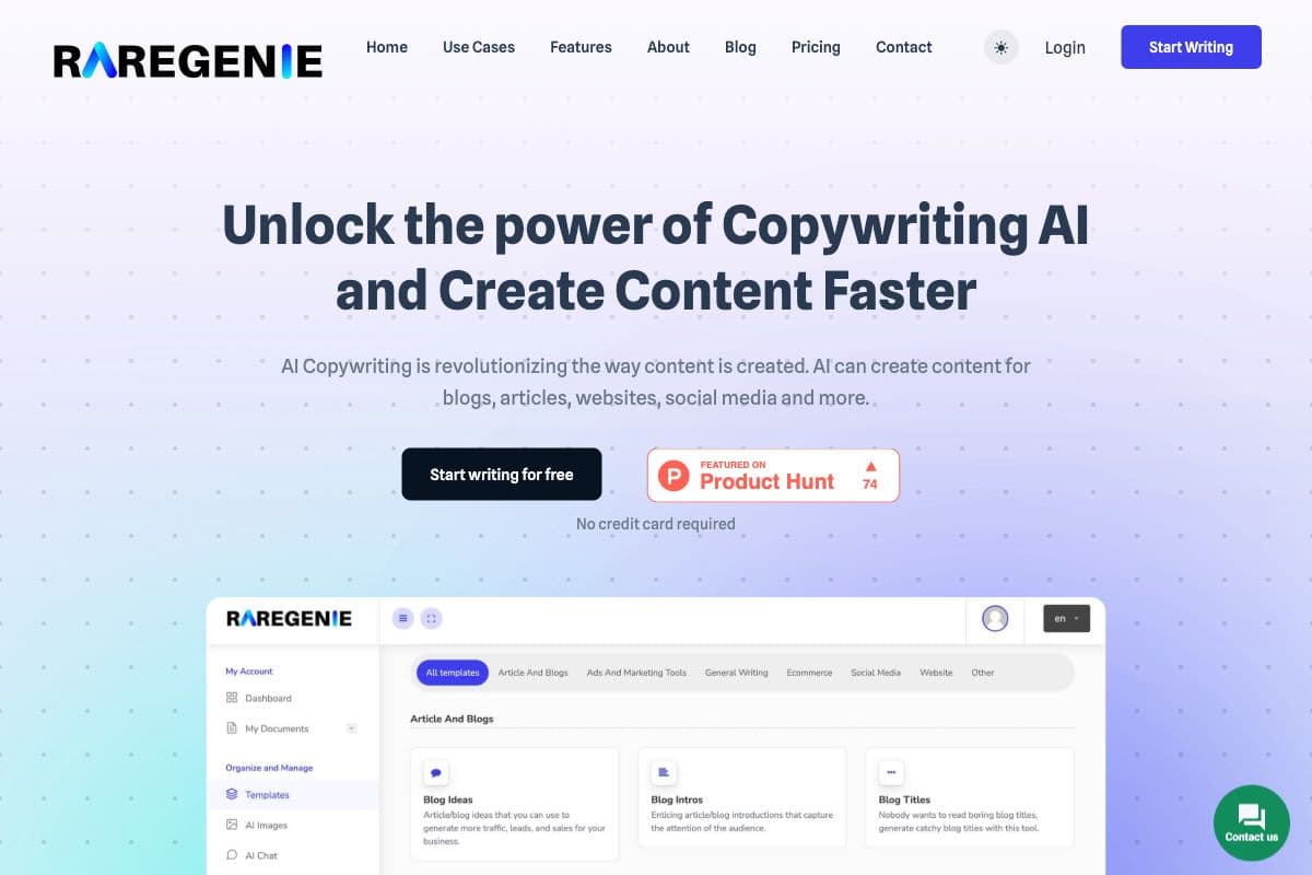 RareGenie - AI-Powered Content Writing Platform