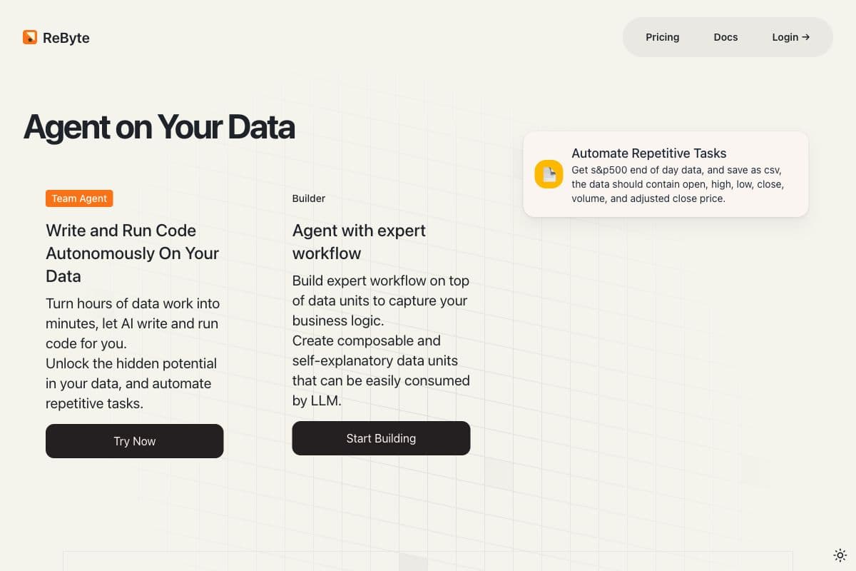 ReByte - AI-driven Data Automation Tool