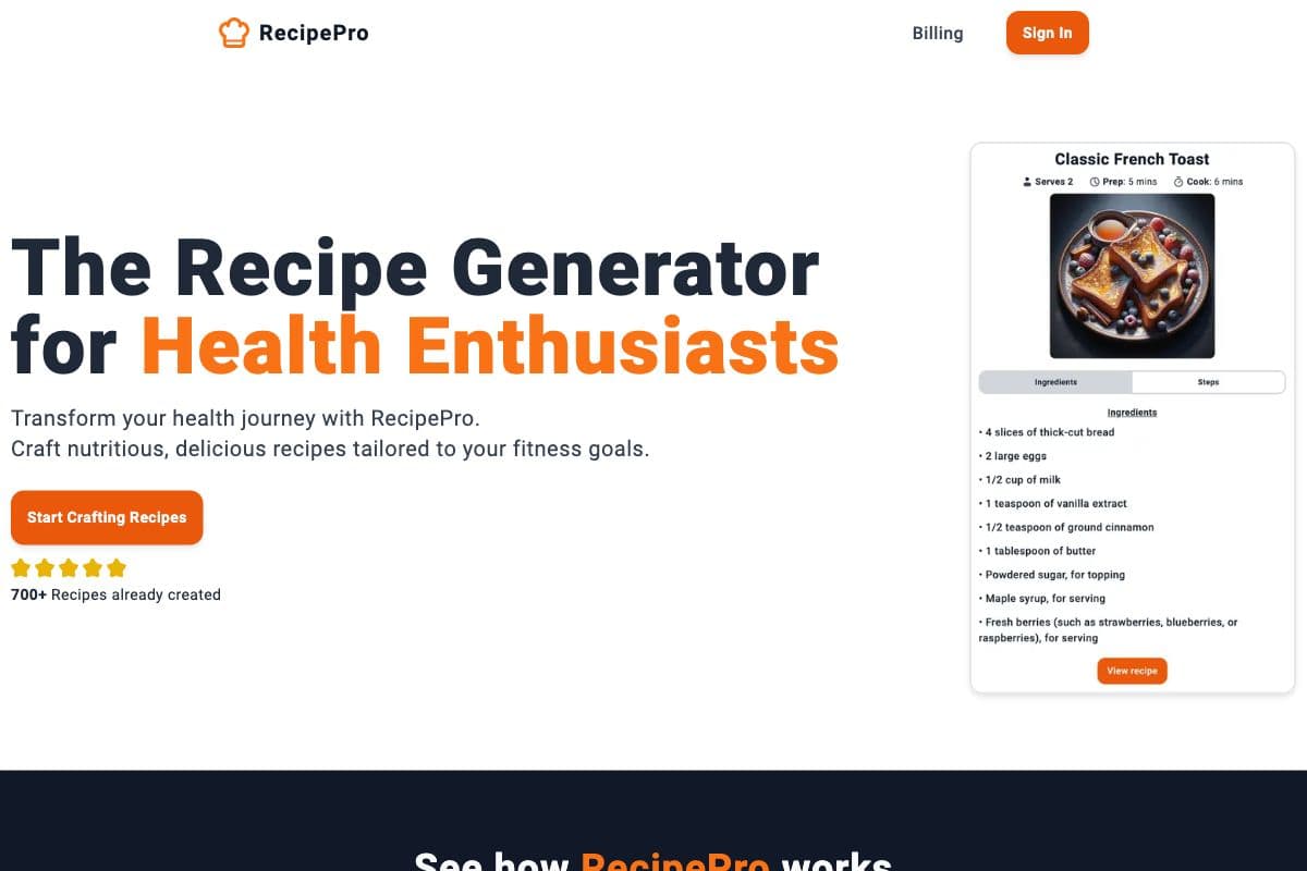 RecipePro - AI Recipe Generator for Health Enthusiasts