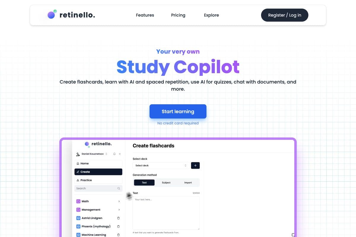 Retinello - Your AI-Powered Study Copilot