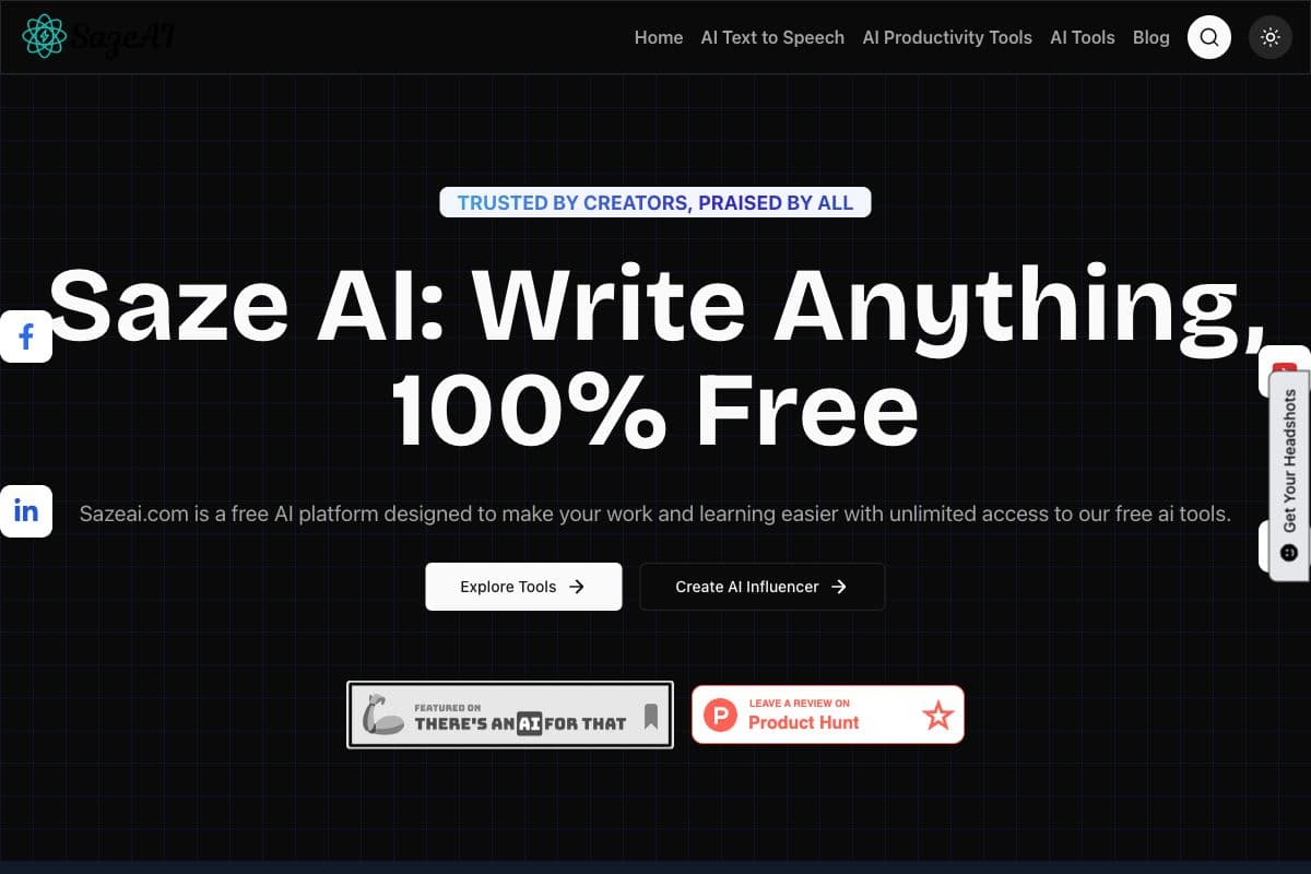 Saze AI: Write Anything, 100% Free