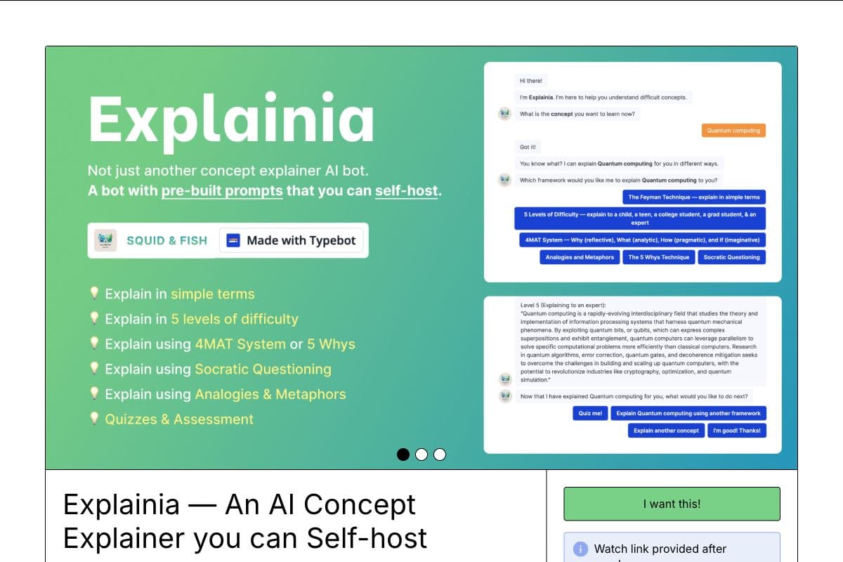 Explainia — An AI Concept Explainer you can Self-host