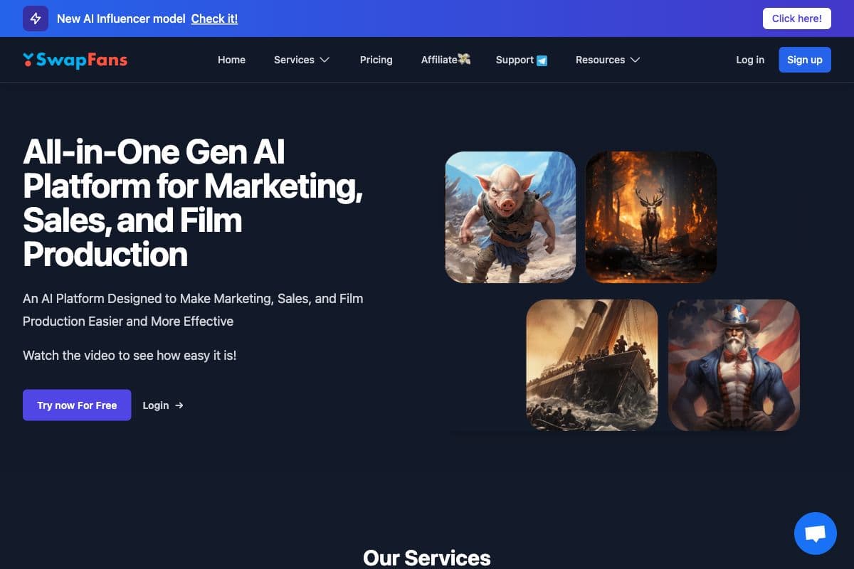 SwapFans: All-in-One Generative AI Platform for Marketing, Sales, and Film Production