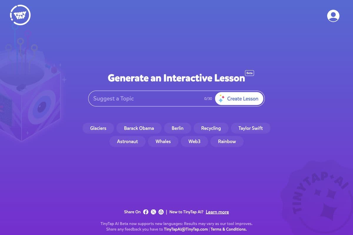 TinyTap AI - Interactive Lesson Generation Tool