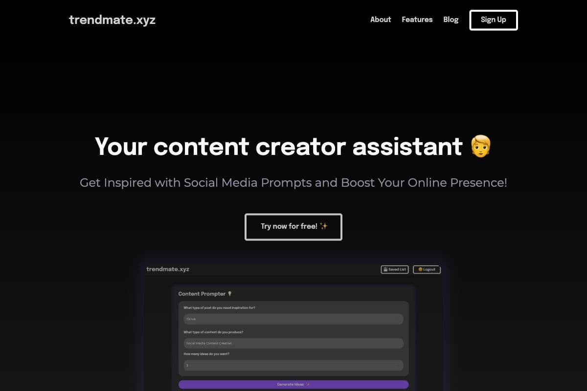 Trendmate.xyz - Your Content Creator Assistant