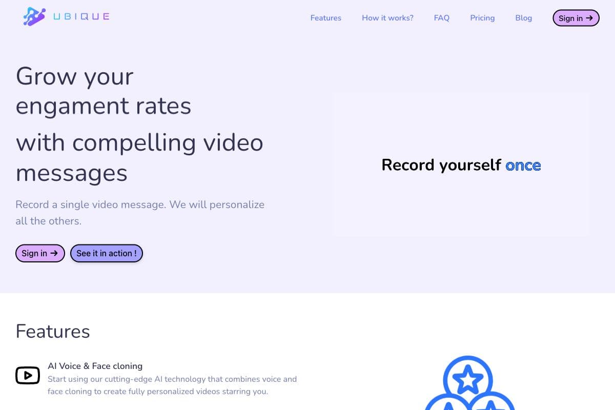 Ubique - Personalized Video Messaging for Sales Outreach