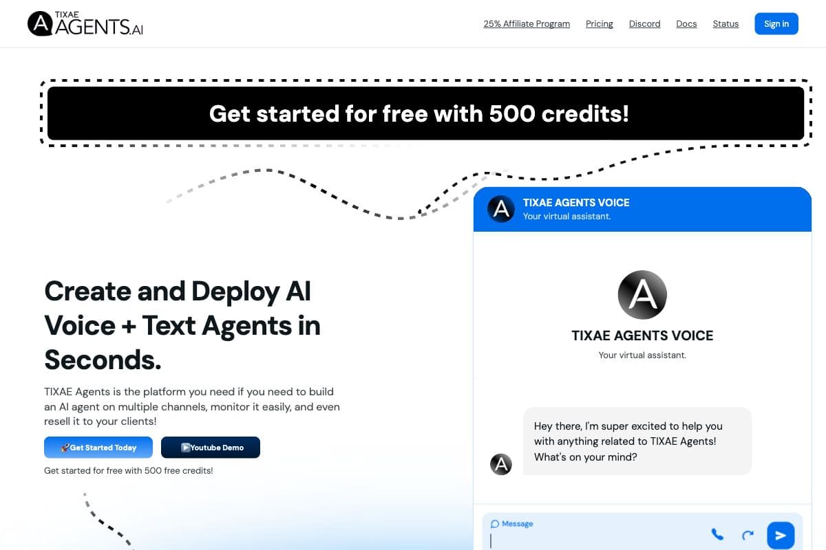 TIXAE Agents - AI Voice and Text Agent Platform