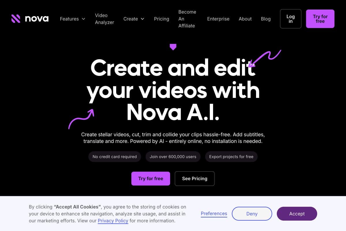 Nova AI: AI-Powered Video Editing Platform