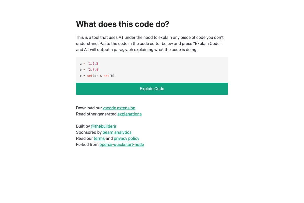 AI Code Explanation Tool