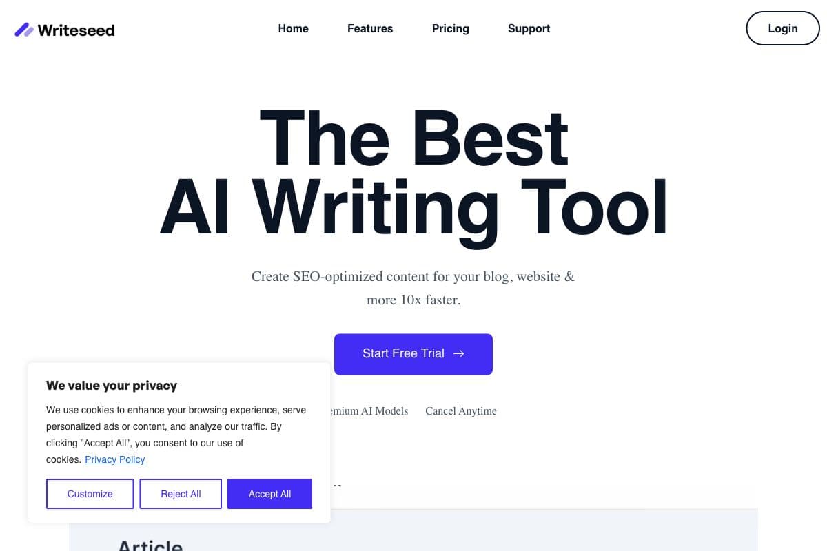 Writeseed - The Best AI Writing Tool