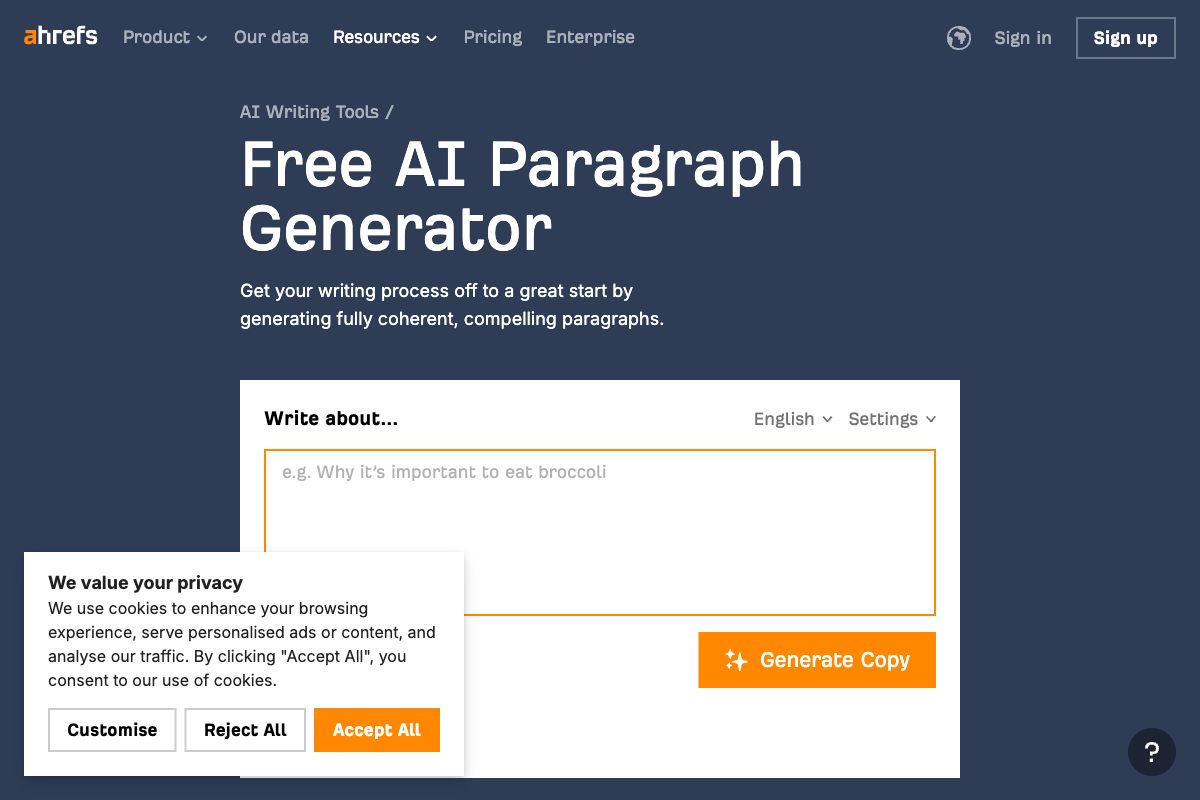 Ahrefs AI Paragraph Generator