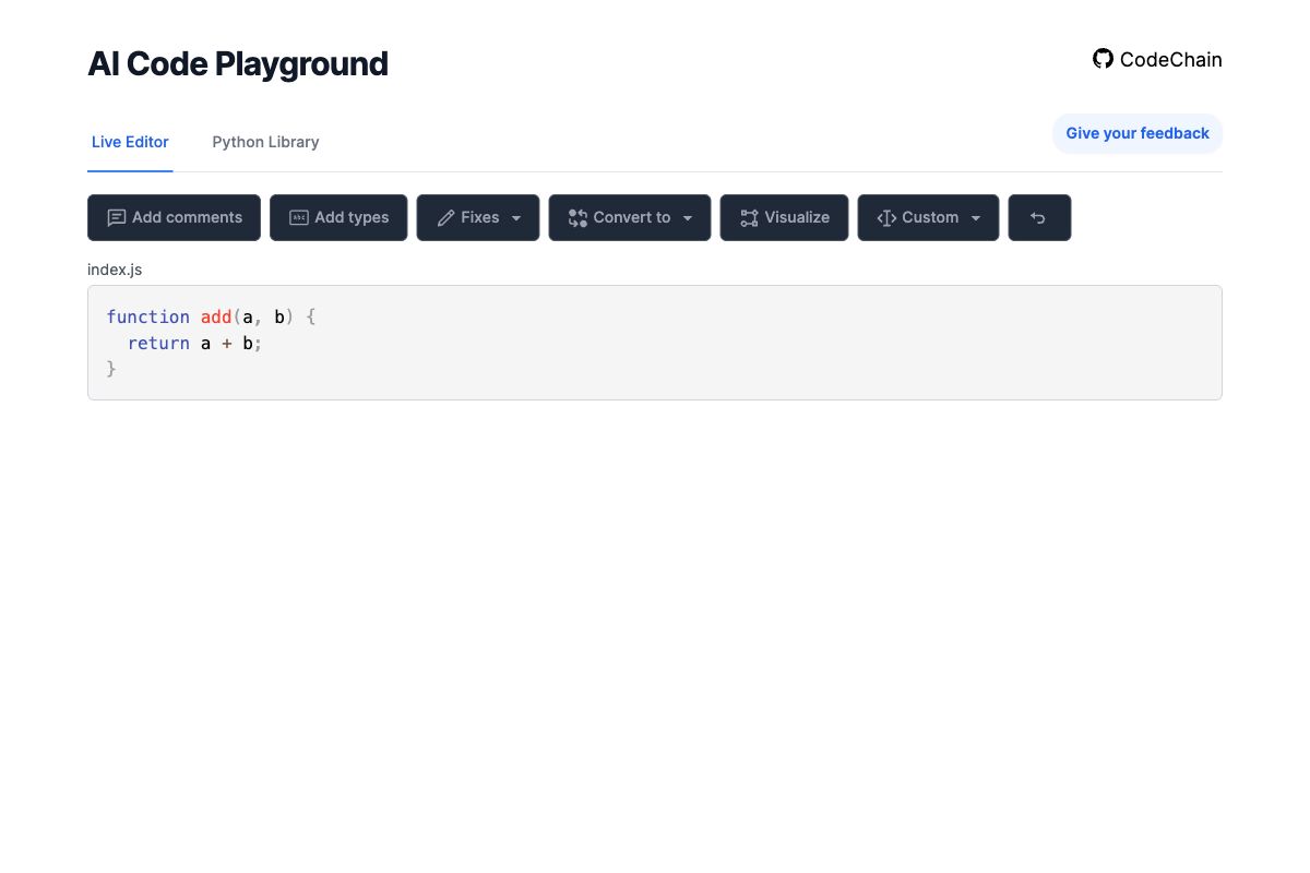 CodeChain - AI Code Playground