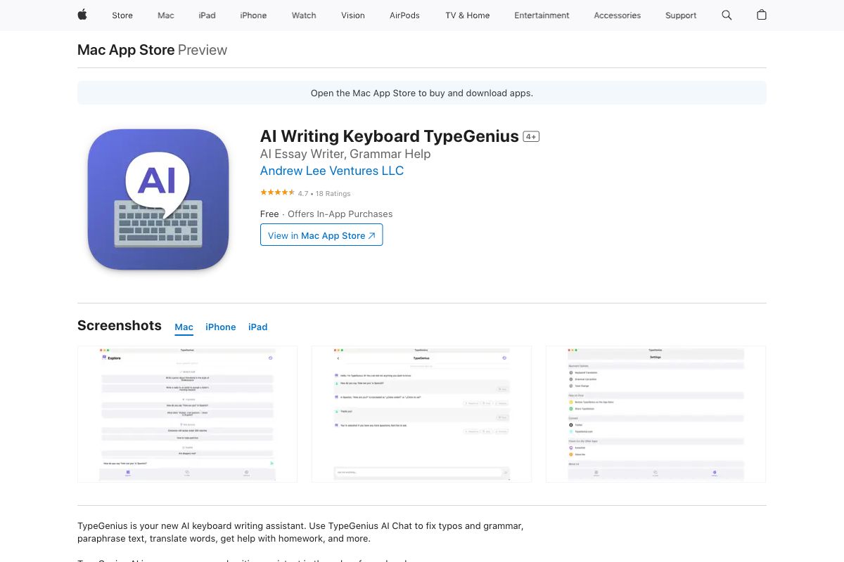 AI Writing Keyboard TypeGenius