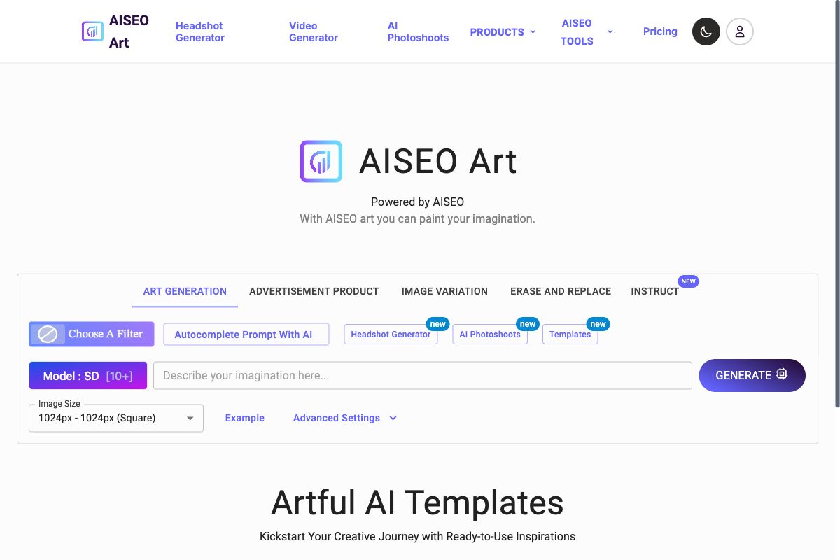 AISEO Art - Your Imagination Powered by AI