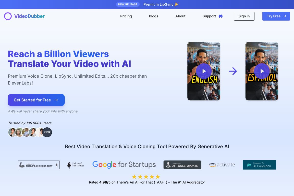 VideoDubber - AI Video Translation & Voice Cloning Tool