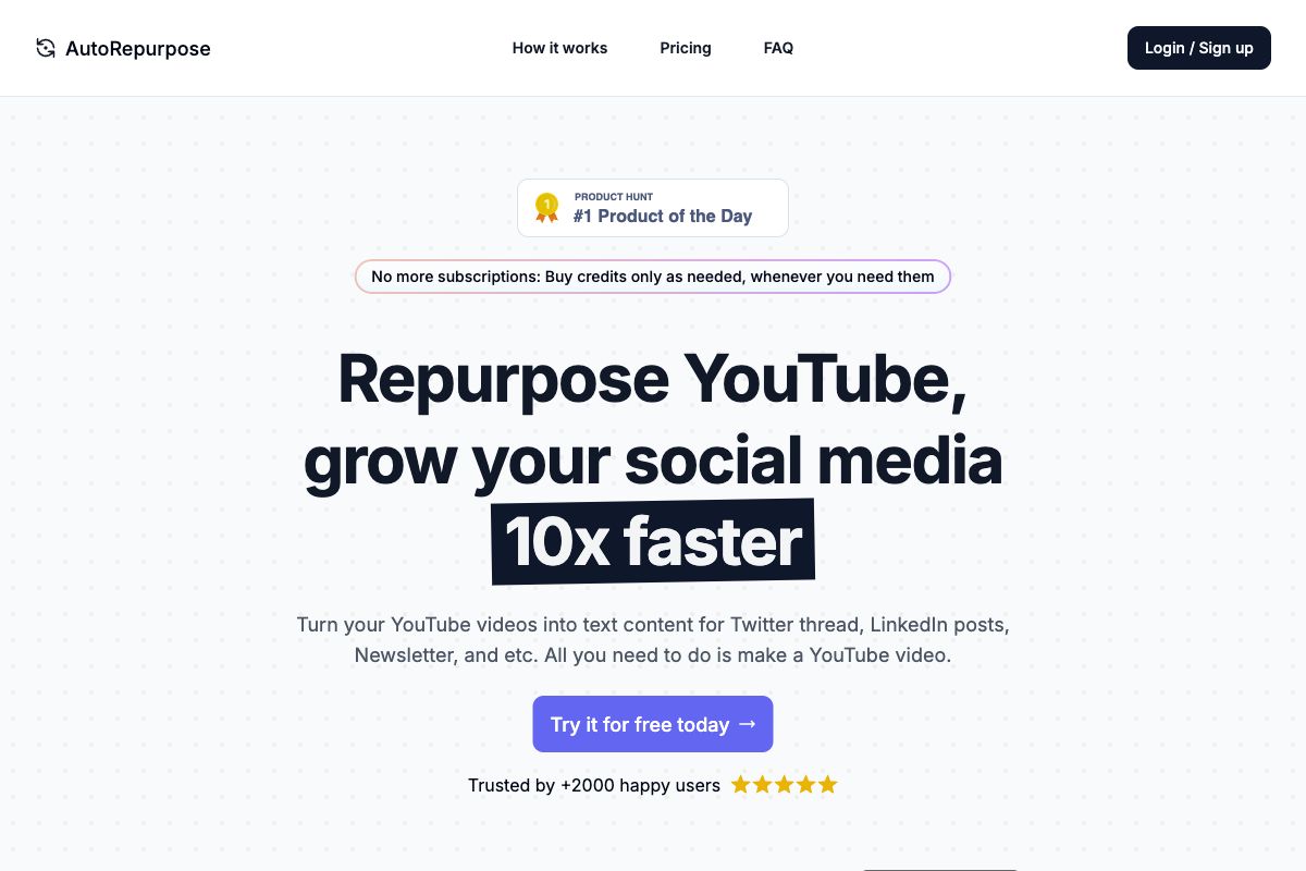 AutoRepurpose - Convert YouTube Videos to Social Media Text Content