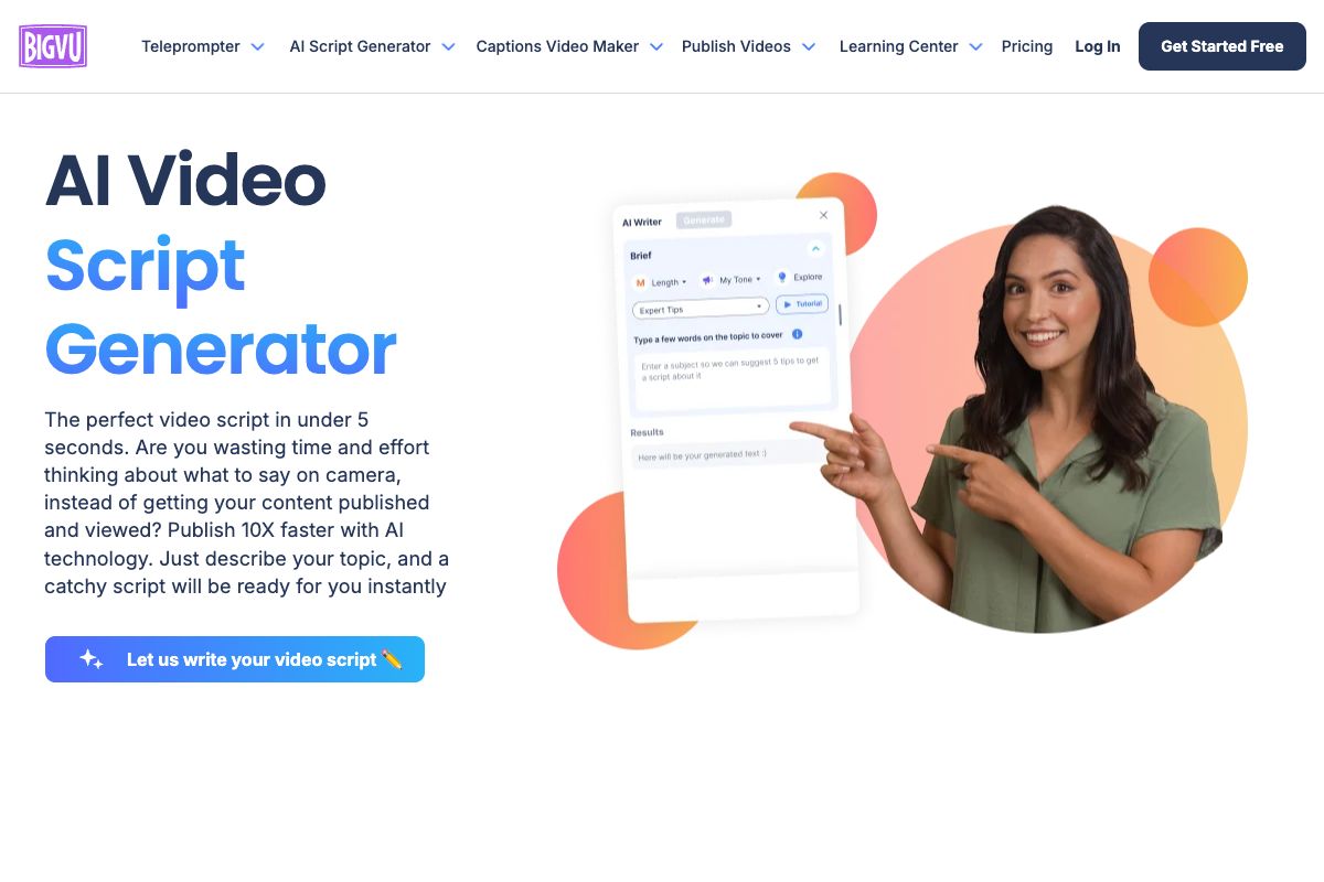 BIGVU - AI Video Script Generator
