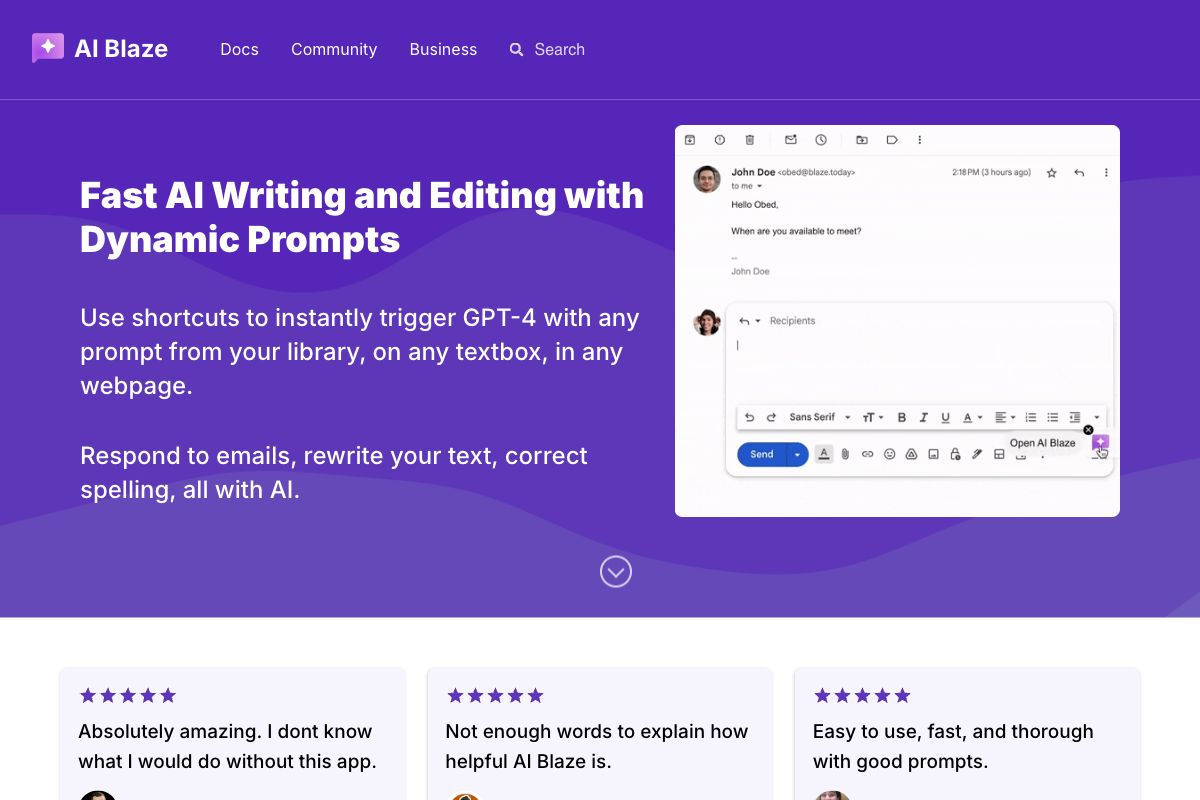 AI Blaze: Fast AI Writing and Editing