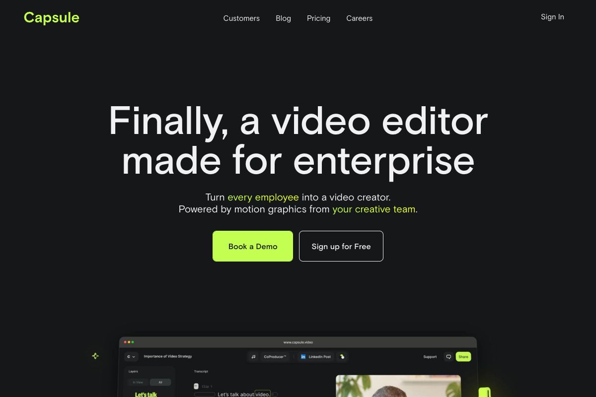 Capsule Video Editor for Enterprises