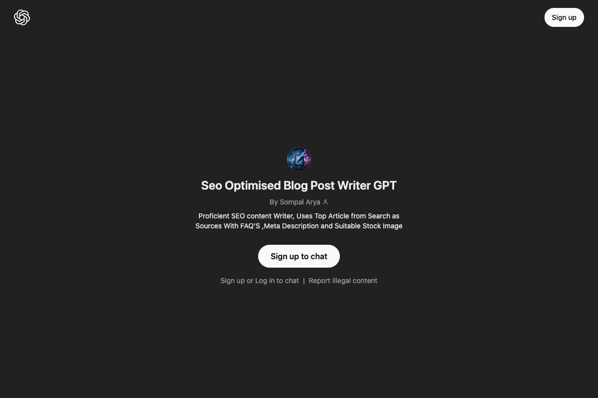 SEO Optimised Blog Post Writer GPT by Sompal Arya