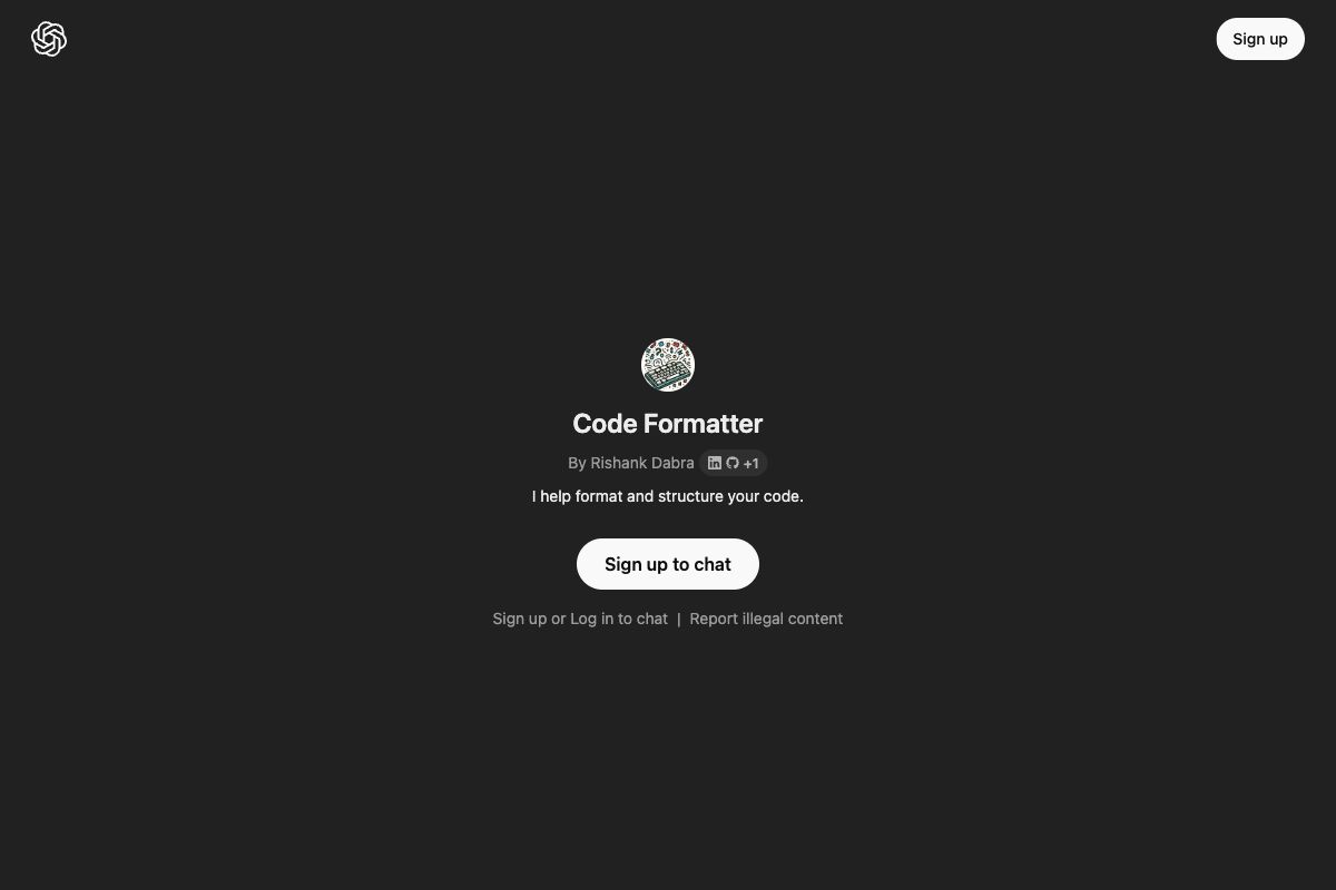 Code Formatter by Rishank Dabra