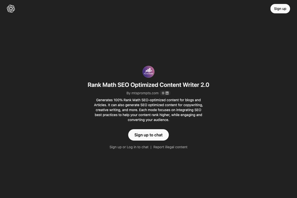 Rank Math SEO Optimized Content Writer 2.0