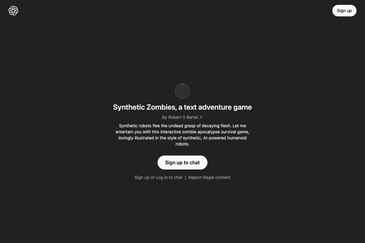 Synthetic Zombies Text Adventure Game