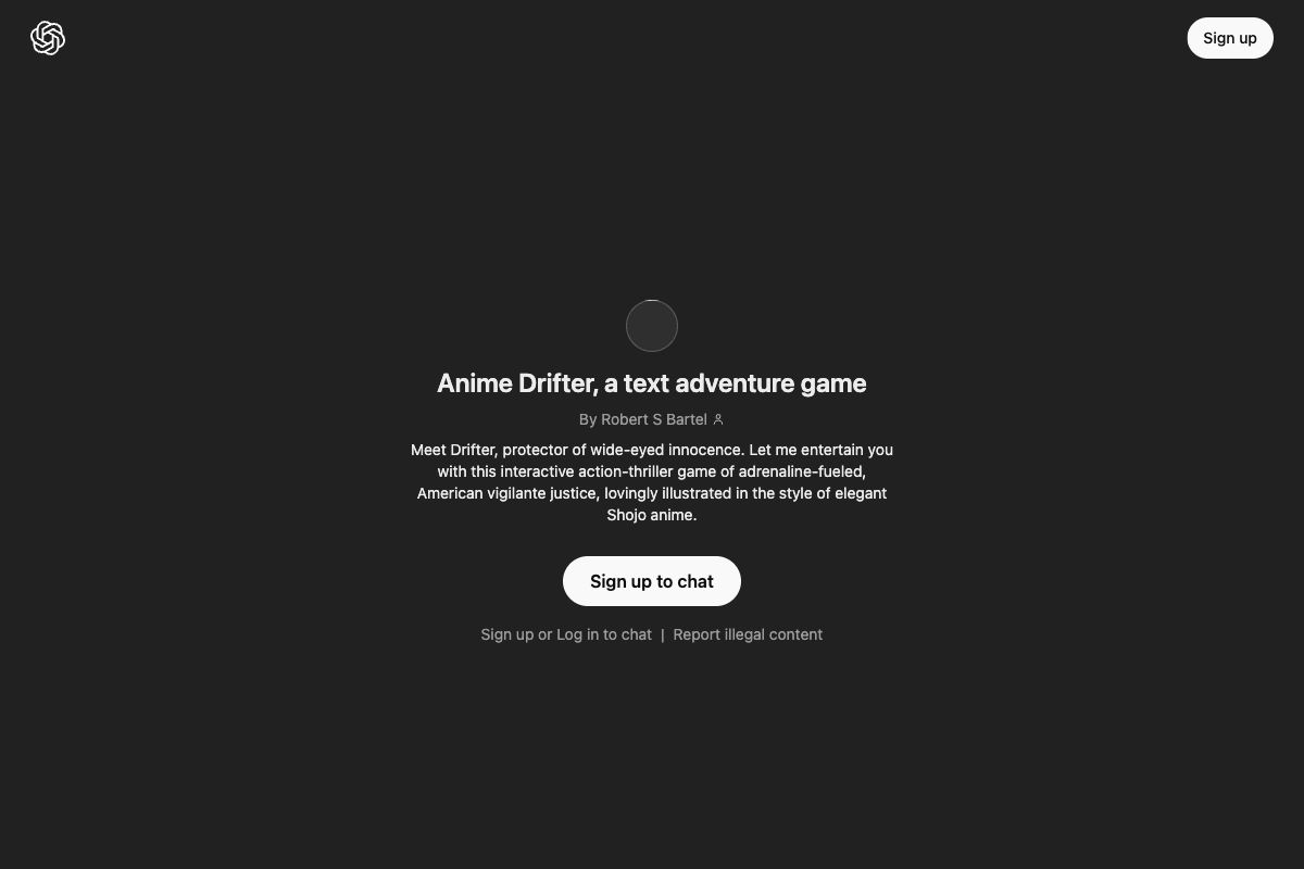 Anime Drifter - A Text Adventure Game