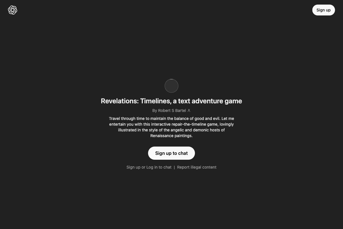 Revelations: Timelines, a text adventure game