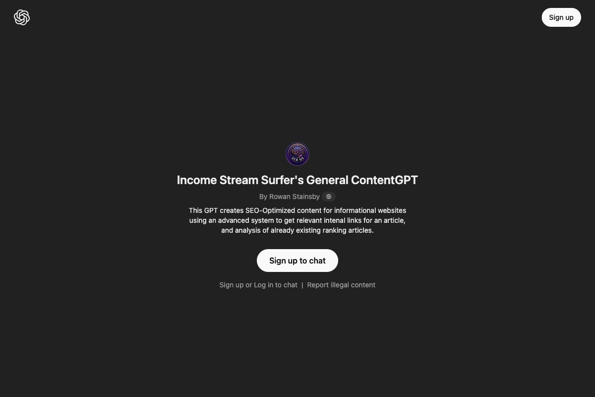 Income Stream Surfer's General ContentGPT